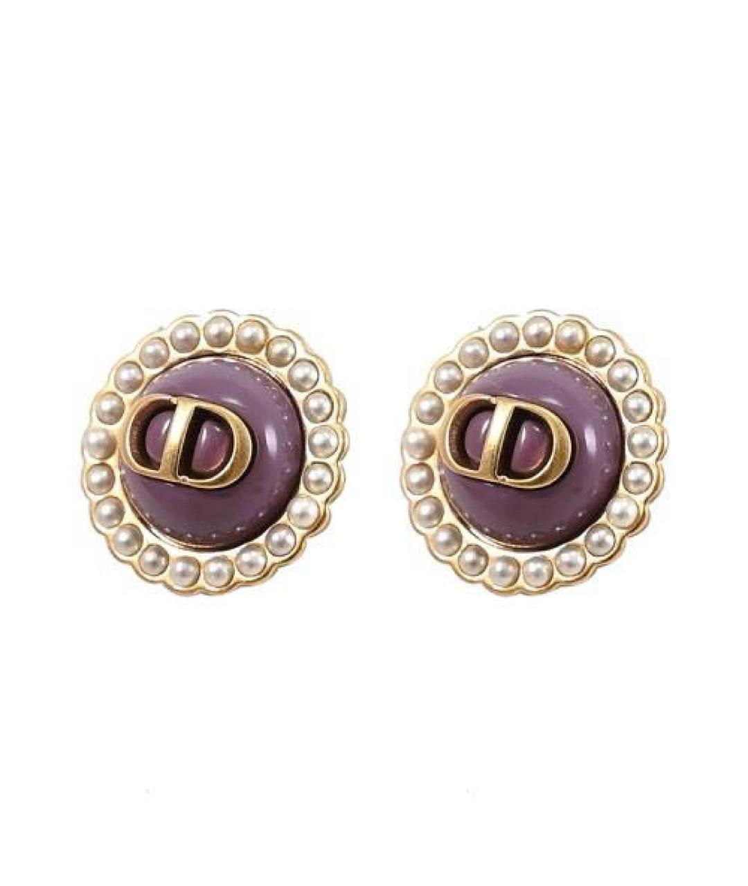 CHRISTIAN DIOR Фиолетовые позолоченные серьги, фото 8