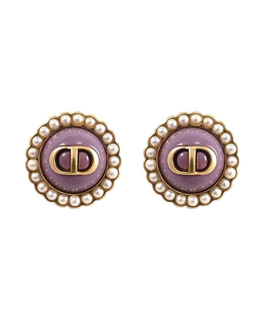 CHRISTIAN DIOR Фиолетовые позолоченные серьги, фото 7