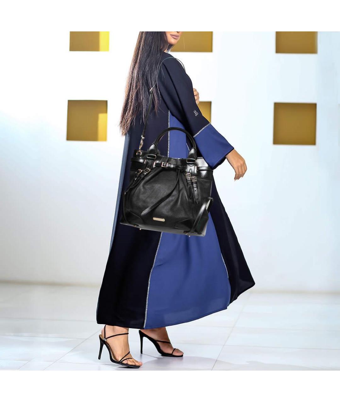 BURBERRY Черная кожаная сумка тоут, фото 5