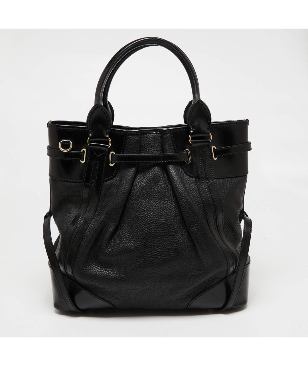 BURBERRY Черная кожаная сумка тоут, фото 3
