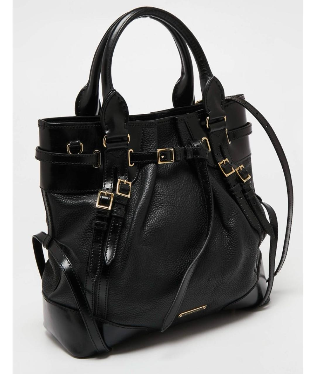BURBERRY Черная кожаная сумка тоут, фото 2