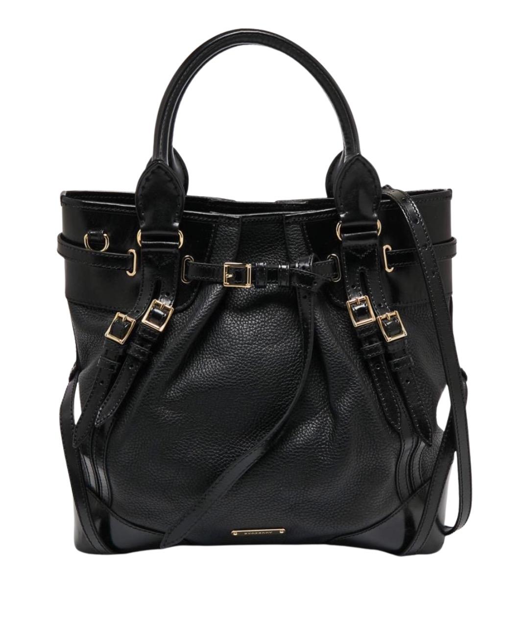 BURBERRY Черная кожаная сумка тоут, фото 1