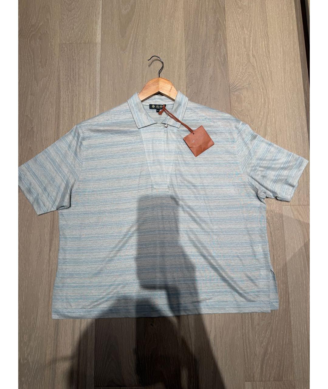 LORO PIANA Голубая льняная футболка, фото 3