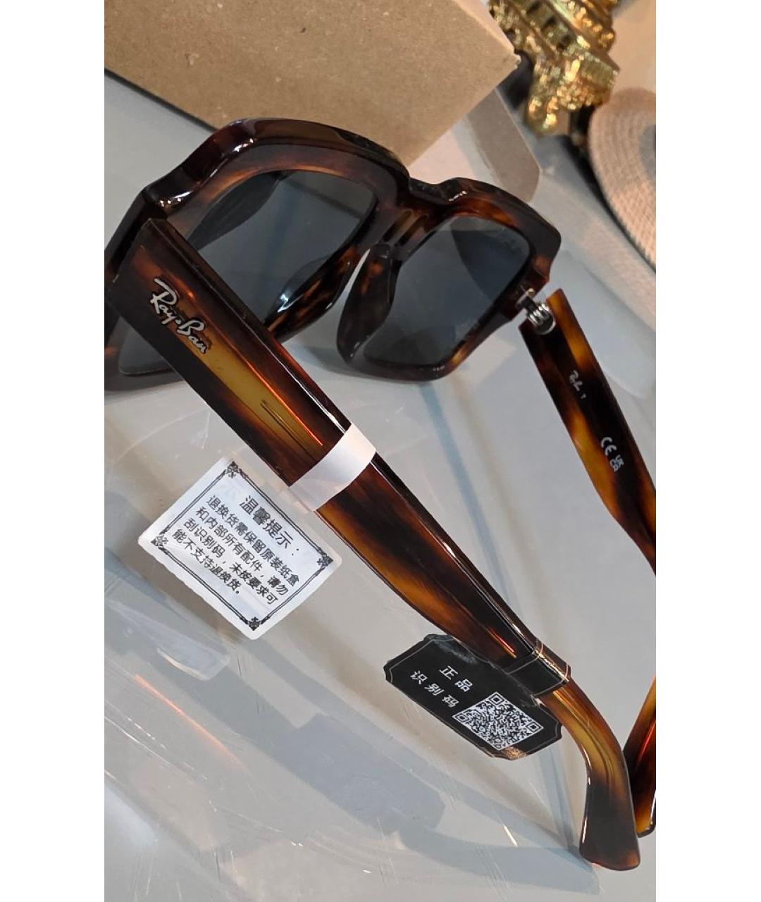 RAY BAN Коричневые пластиковые солнцезащитные очки, фото 3