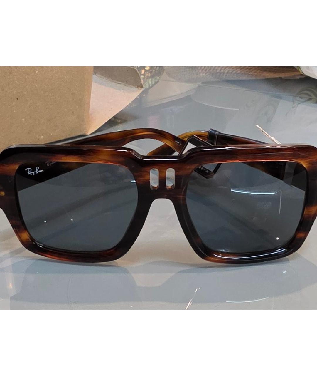 RAY BAN Коричневые пластиковые солнцезащитные очки, фото 7