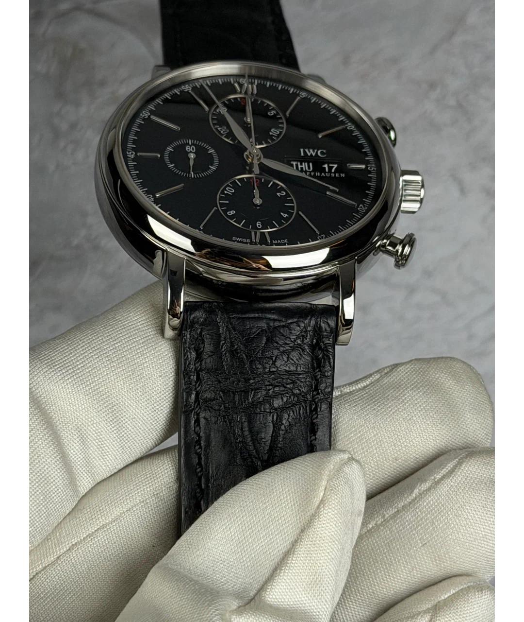 IWC Schaffhausen Черные металлические часы, фото 5