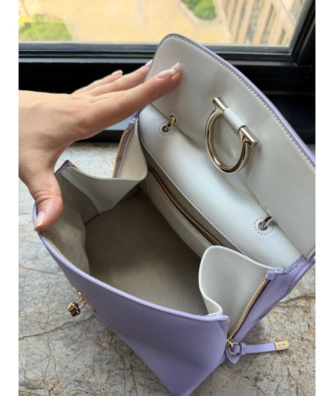 FERRAGAMO Фиолетовая кожаная сумка через плечо, фото 4