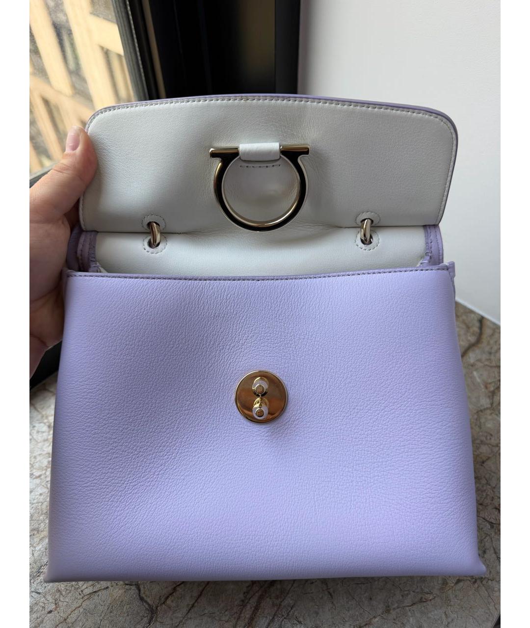 FERRAGAMO Фиолетовая кожаная сумка через плечо, фото 5