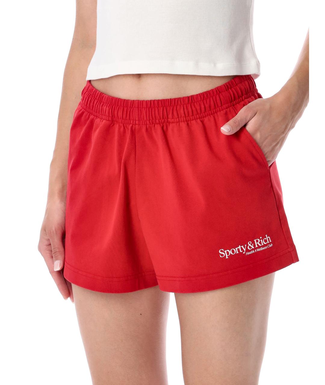 SPORTY AND RICH Красные хлопковые шорты, фото 3