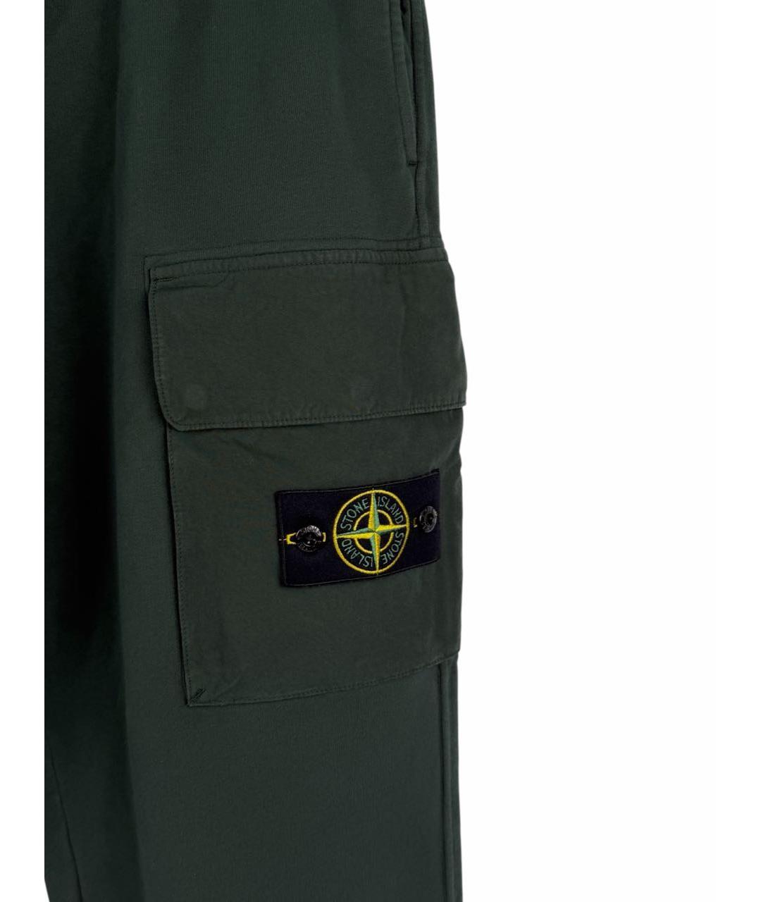 STONE ISLAND Зеленые хлопковые повседневные брюки, фото 6