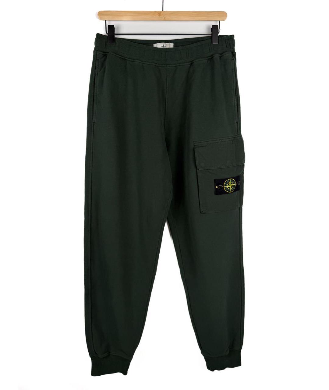 STONE ISLAND Зеленые хлопковые повседневные брюки, фото 1