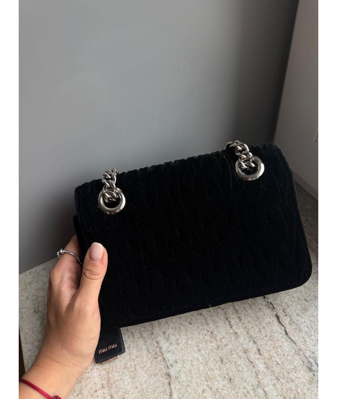 MIU MIU Черная бархатная сумка через плечо, фото 3