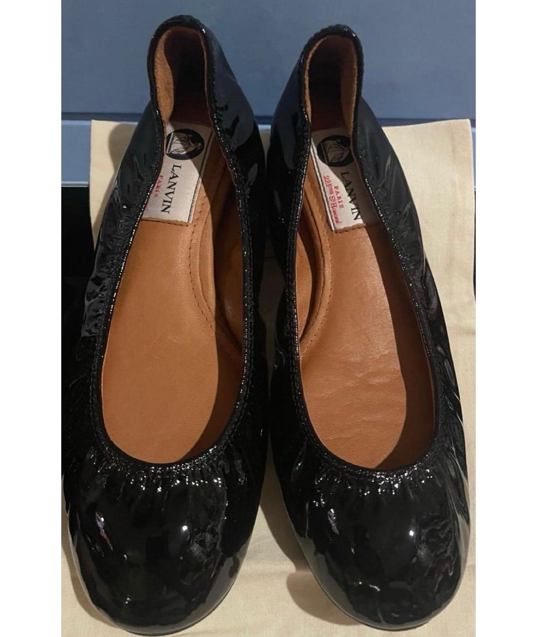 LANVIN Черные кожаные балетки, фото 2
