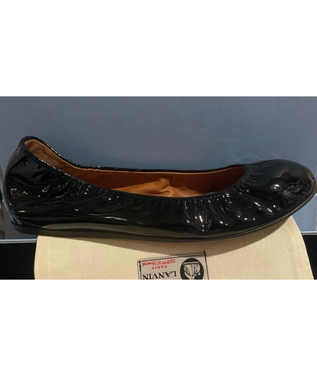 LANVIN Черные кожаные балетки, фото 3