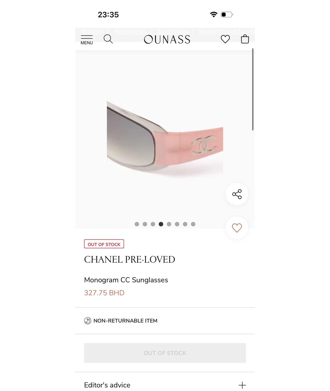 CHANEL Розовые пластиковые солнцезащитные очки, фото 6