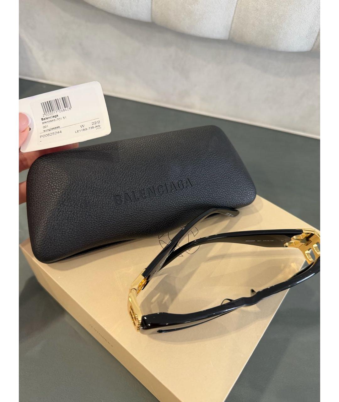 BALENCIAGA Черные металлические солнцезащитные очки, фото 4
