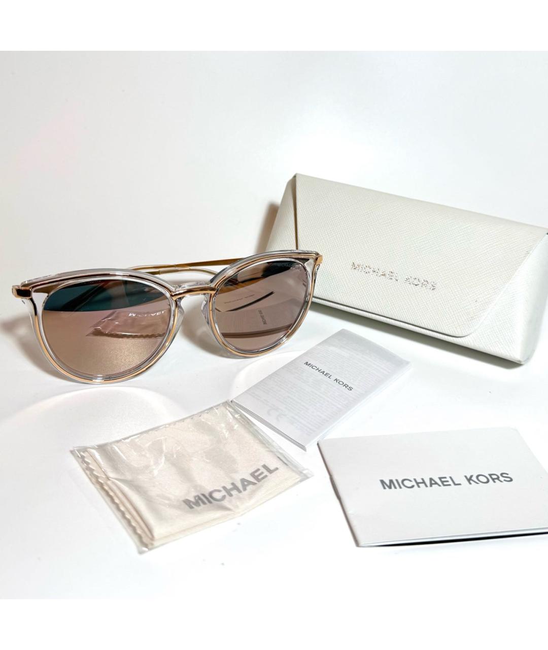 MICHAEL KORS Золотые пластиковые солнцезащитные очки, фото 5