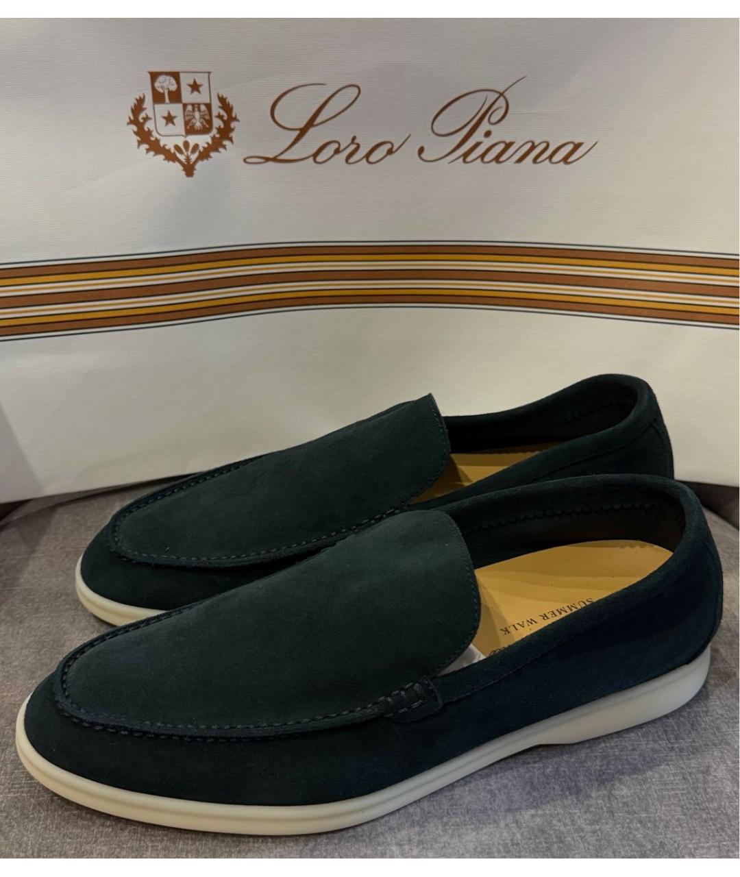 LORO PIANA Темно-синие замшевые лоферы, фото 6