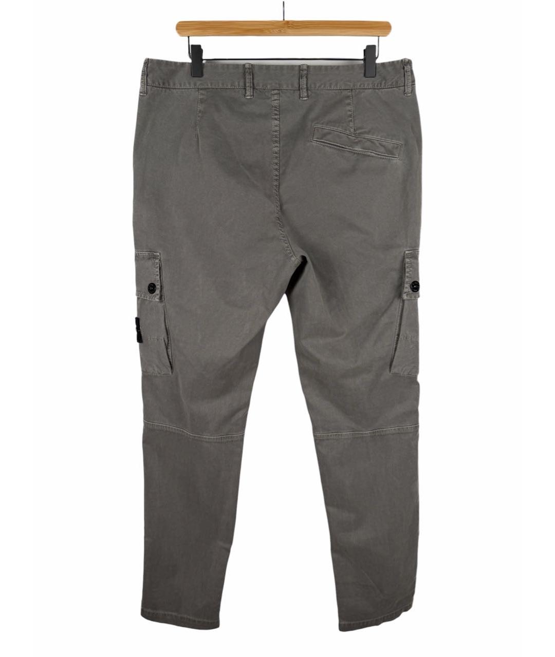 STONE ISLAND Серые хлопко-эластановые повседневные брюки, фото 2