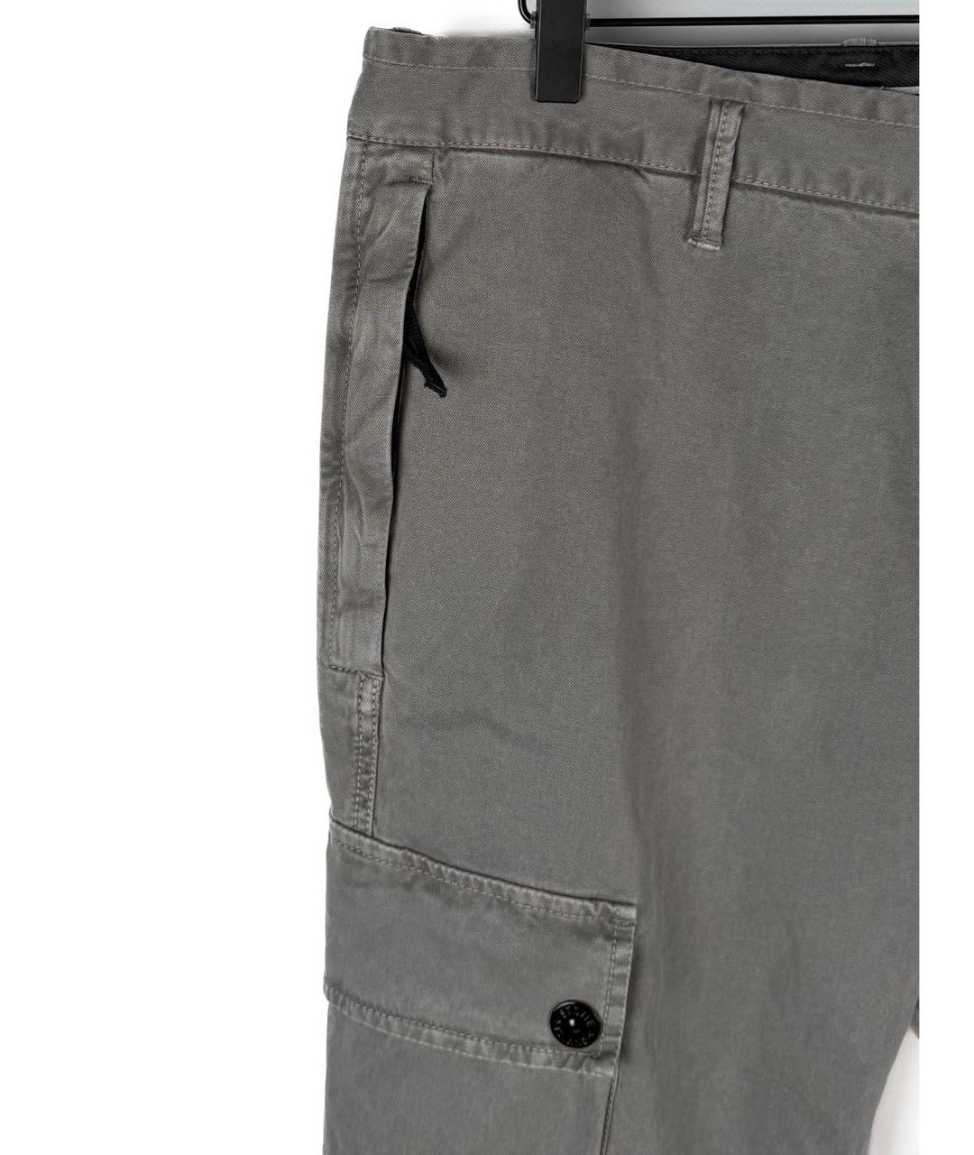 STONE ISLAND Серые хлопко-эластановые повседневные брюки, фото 5