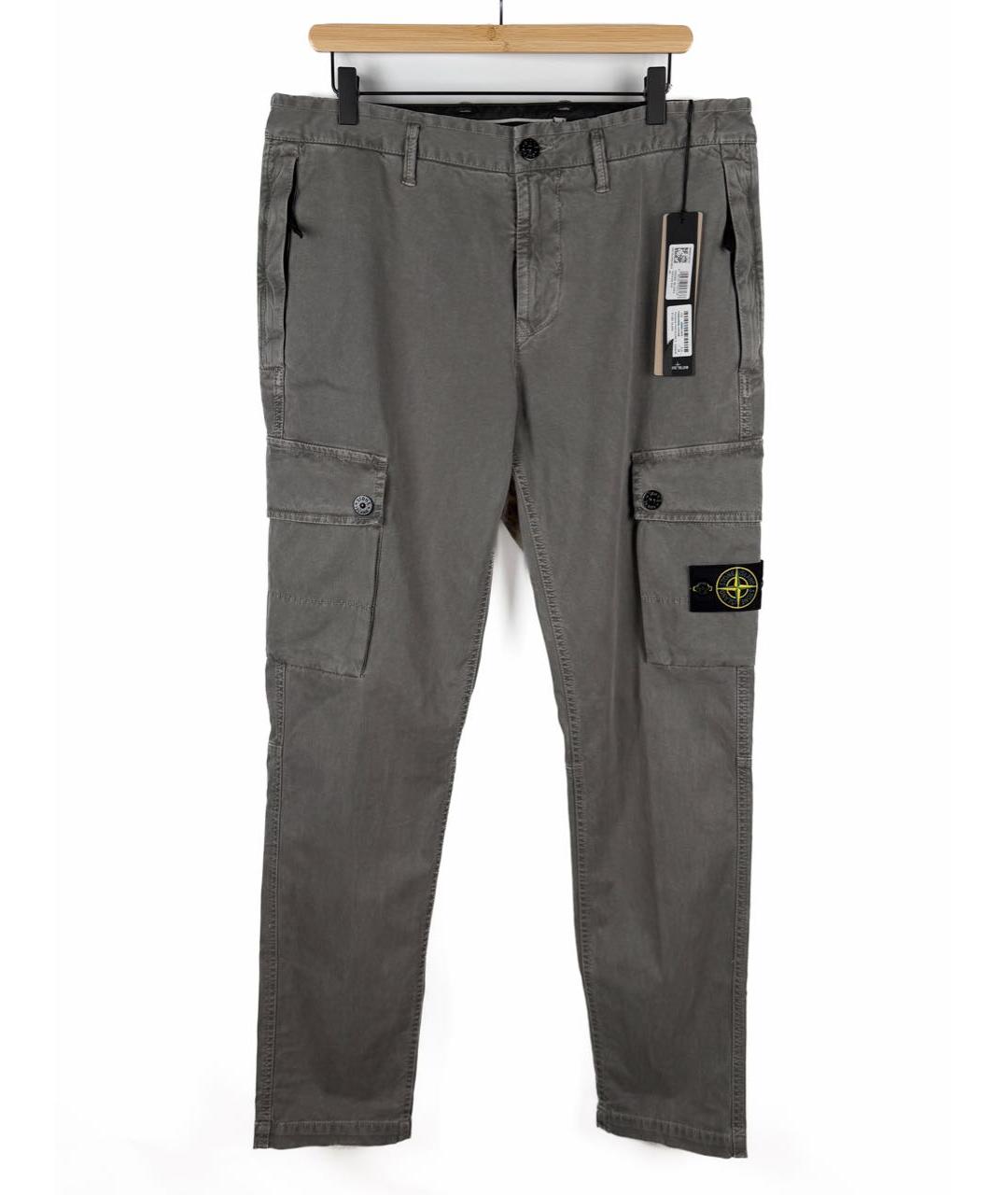 STONE ISLAND Серые хлопко-эластановые повседневные брюки, фото 1