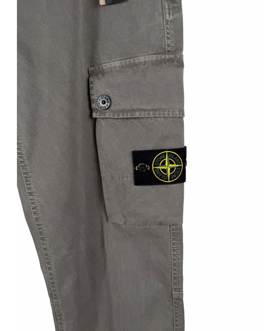 STONE ISLAND Серые хлопко-эластановые повседневные брюки, фото 3