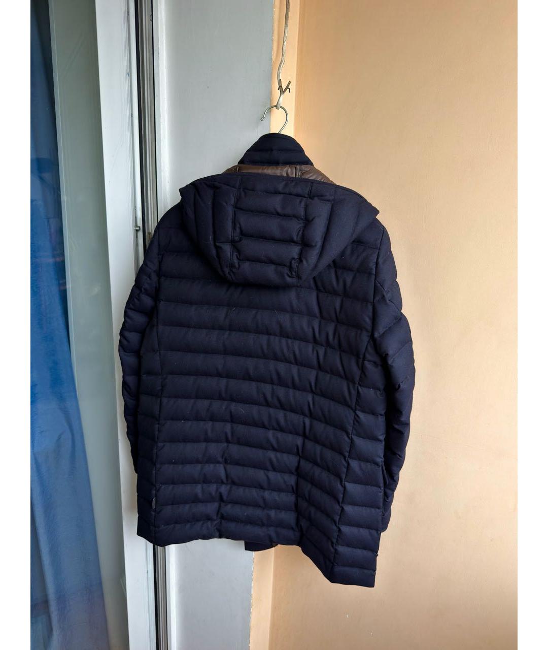 MONCLER Темно-синий шерстяной пуховик, фото 2