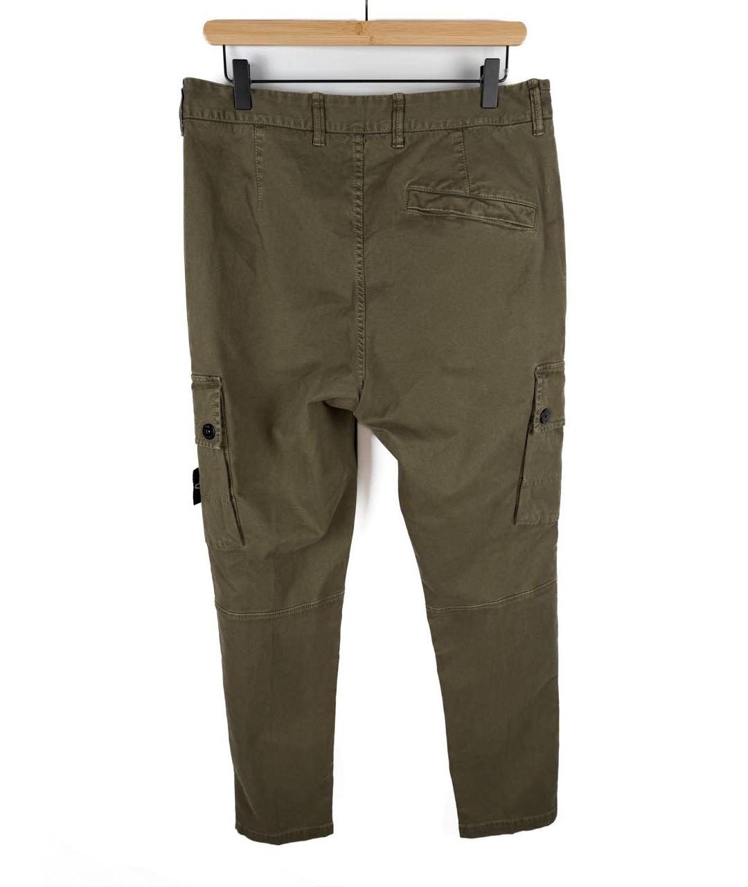 STONE ISLAND Хаки хлопко-эластановые повседневные брюки, фото 4