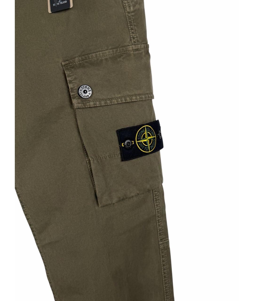 STONE ISLAND Хаки хлопко-эластановые повседневные брюки, фото 5