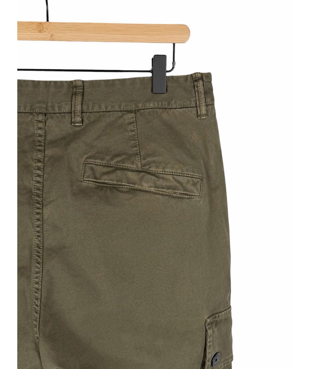 STONE ISLAND Хаки хлопко-эластановые повседневные брюки, фото 6