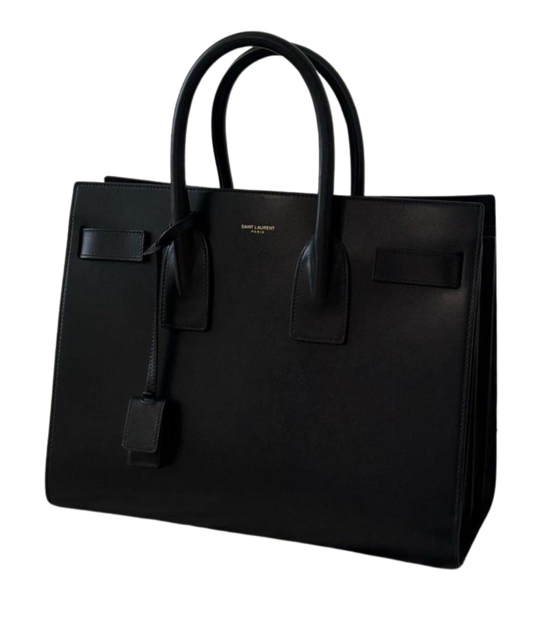 SAINT LAURENT Черная кожаная сумка с короткими ручками, фото 1