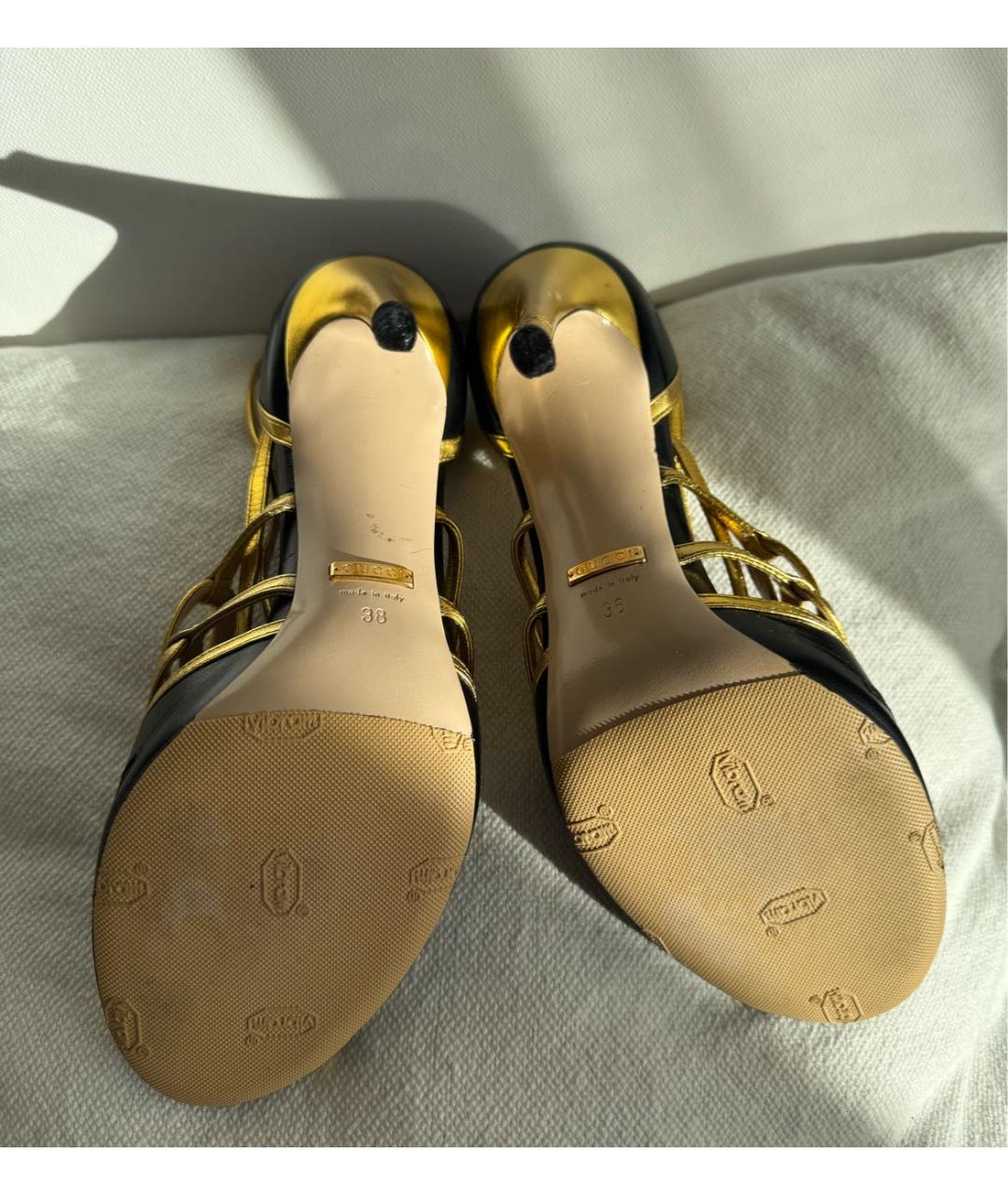 GUCCI Черные кожаные босоножки, фото 5