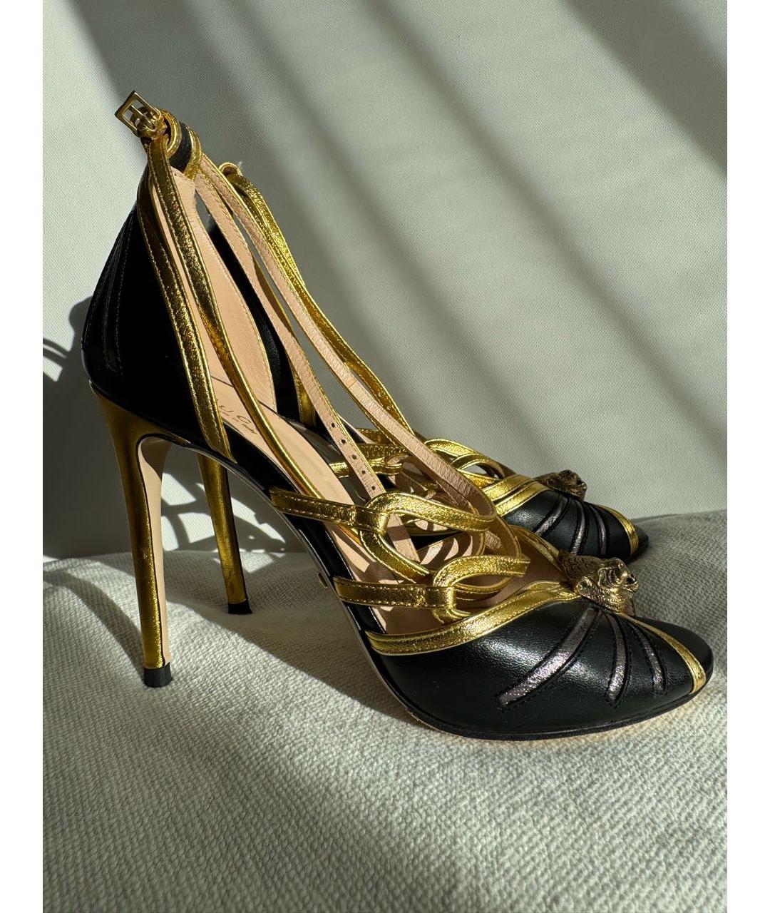 GUCCI Черные кожаные босоножки, фото 9