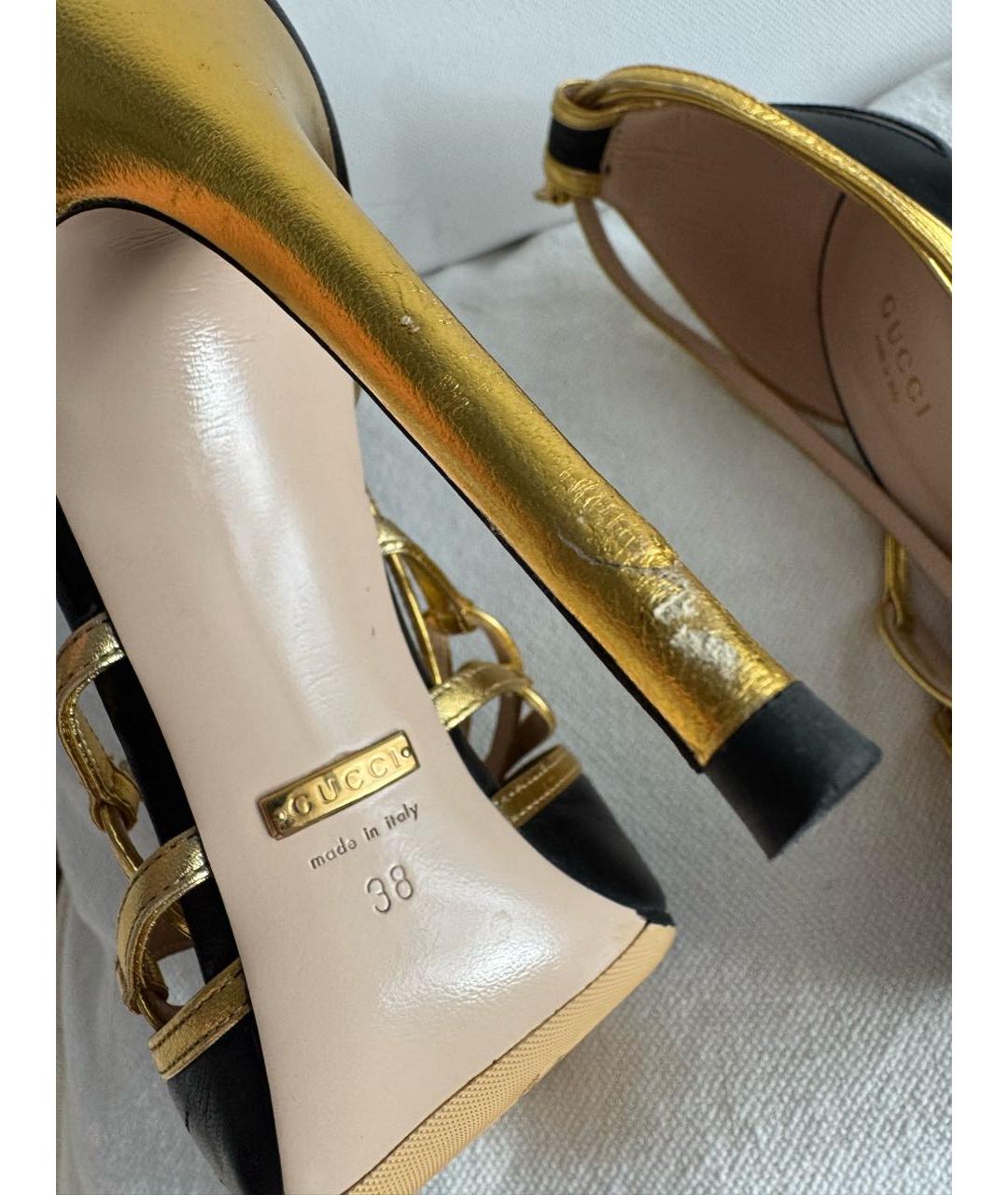 GUCCI Черные кожаные босоножки, фото 6