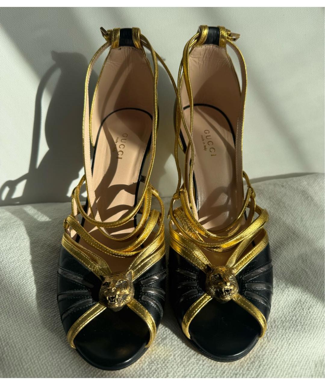 GUCCI Черные кожаные босоножки, фото 2