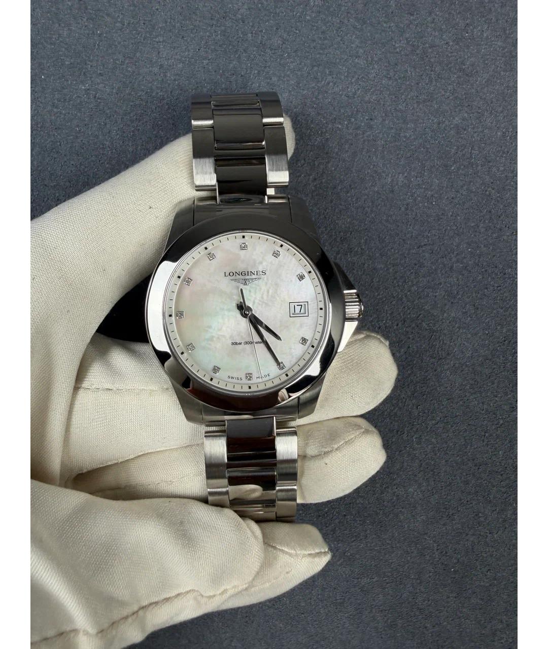 LONGINES Белые металлические часы, фото 2