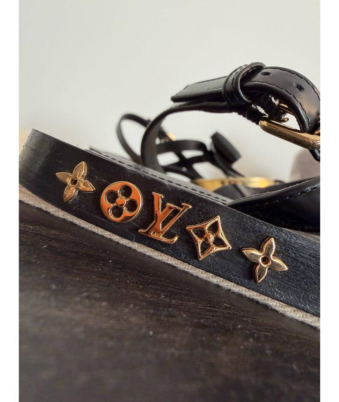 LOUIS VUITTON Черные кожаные сандалии, фото 4