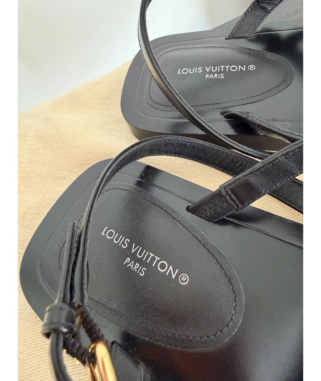 LOUIS VUITTON Черные кожаные сандалии, фото 5
