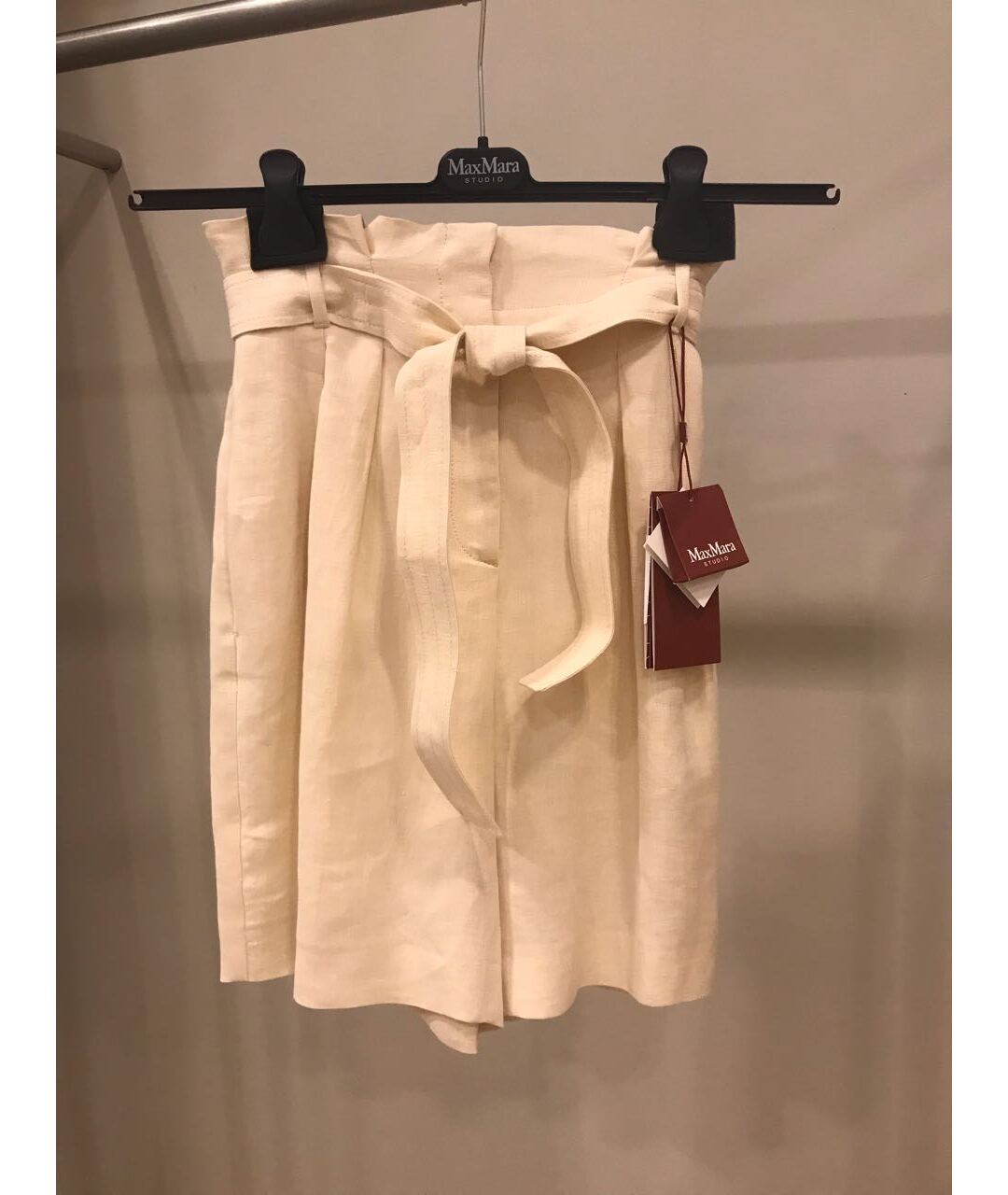 MAX MARA STUDIO Бежевые льняные шорты, фото 5