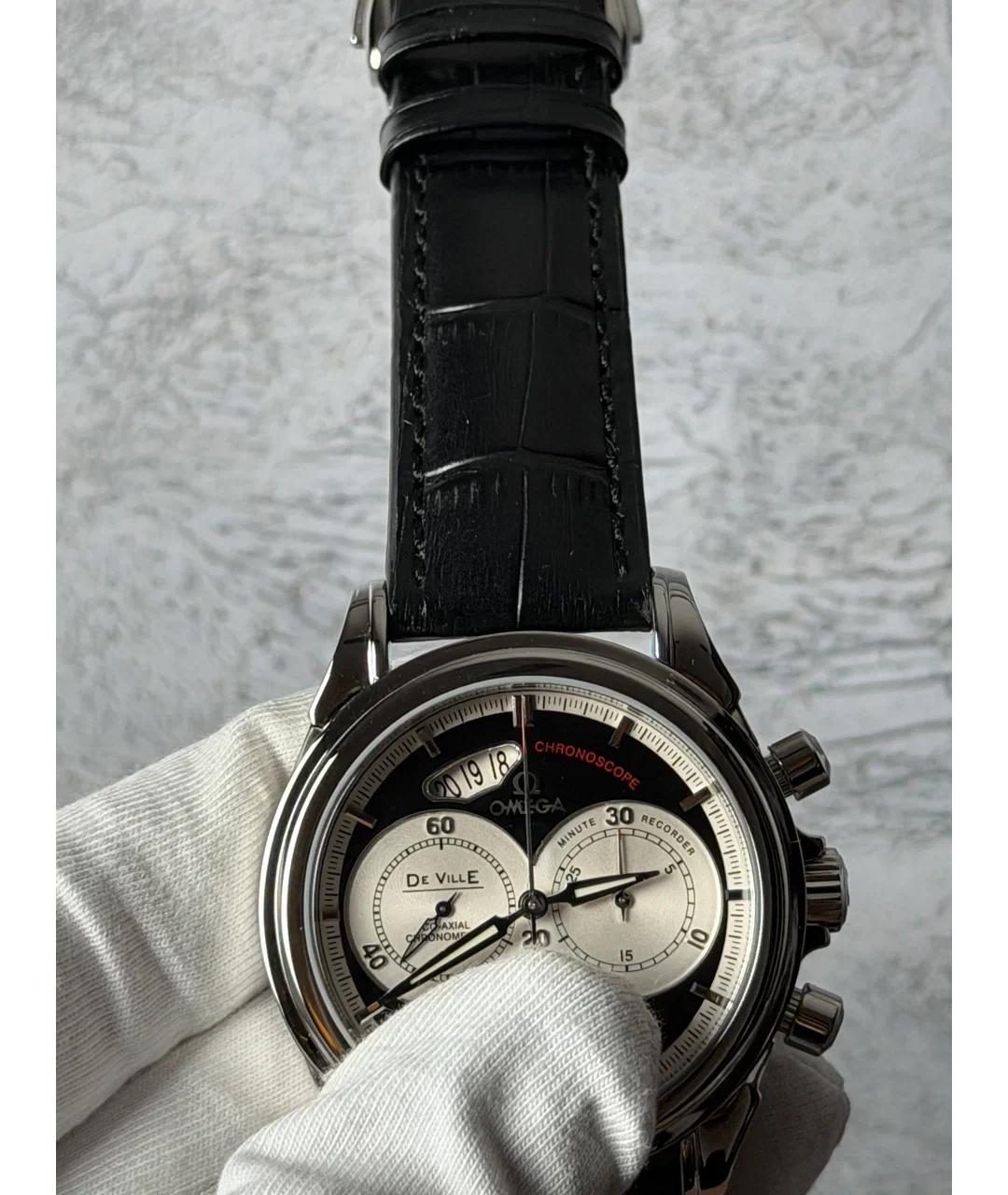 OMEGA Черные часы, фото 5
