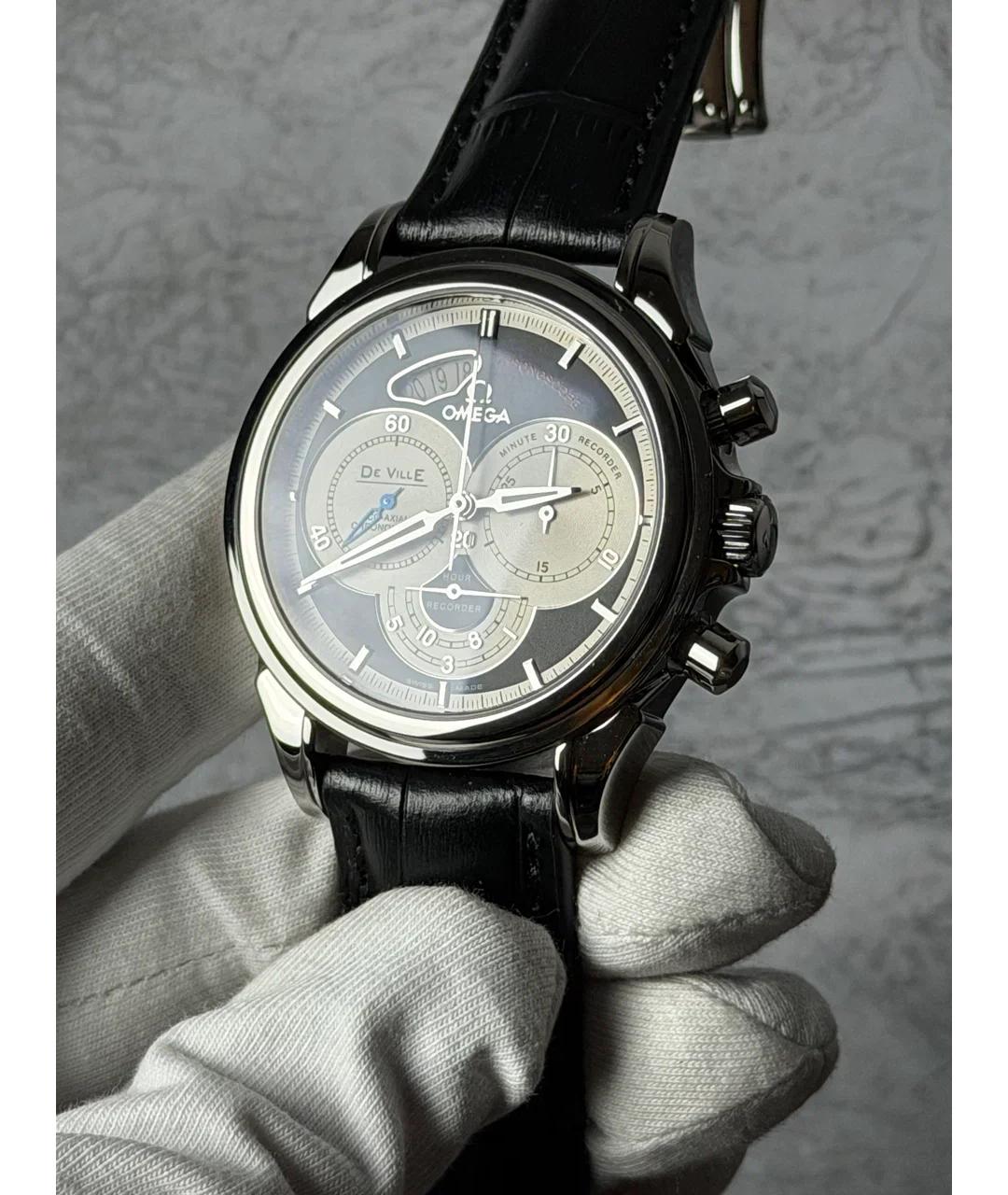 OMEGA Черные часы, фото 2