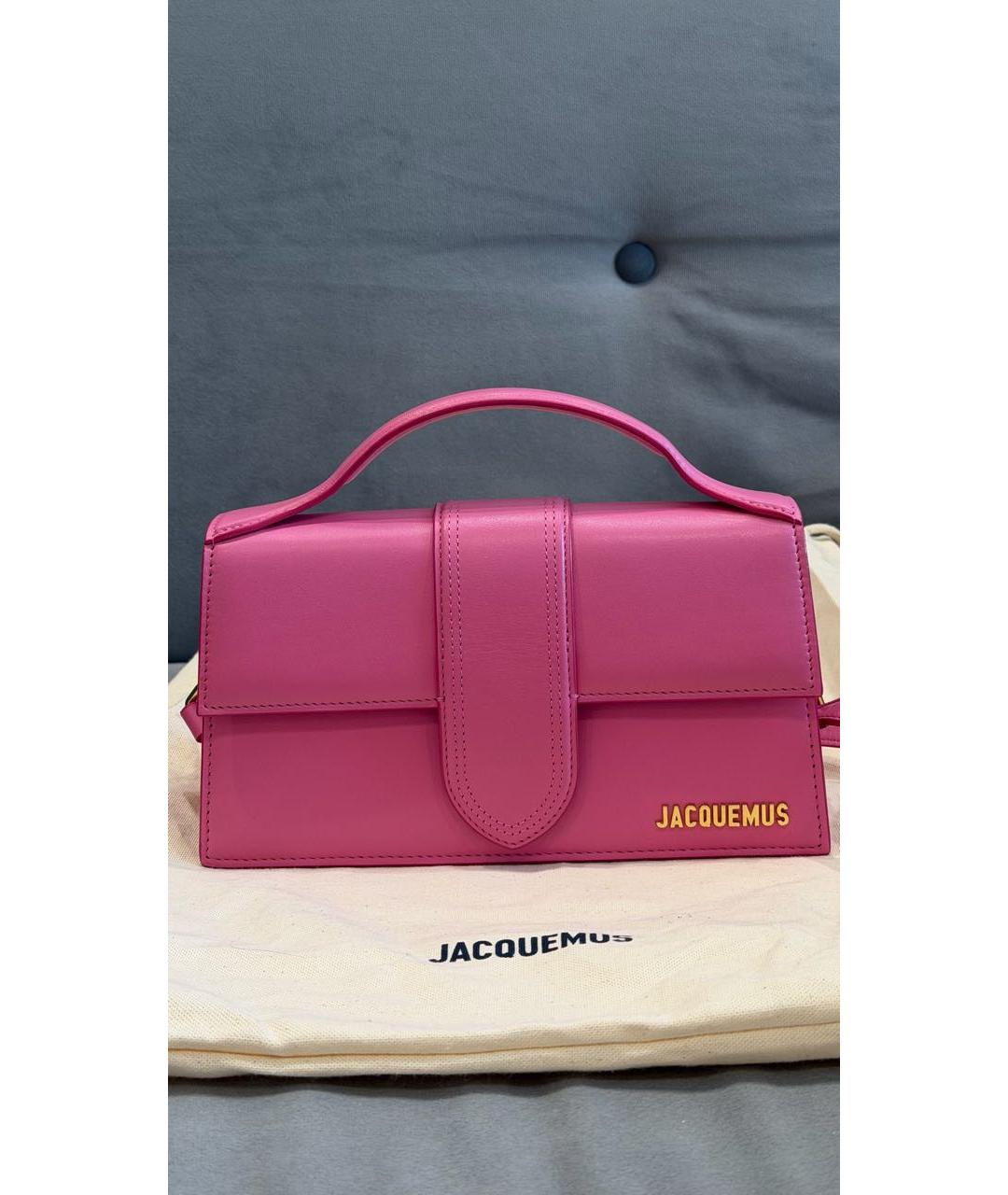 JACQUEMUS Розовая кожаная сумка с короткими ручками, фото 7