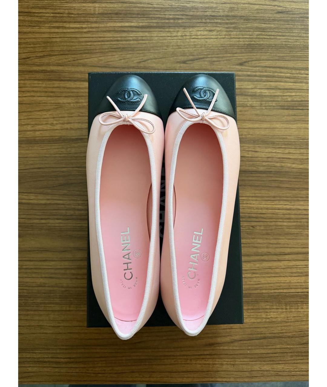 CHANEL Розовые кожаные балетки, фото 3