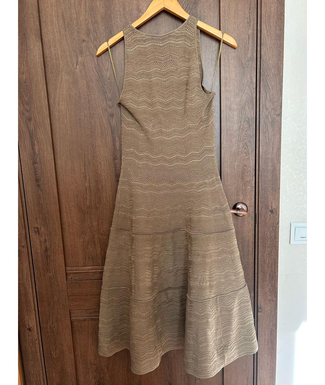 RALPH LAUREN COLLECTION Бежевое вискозное коктейльное платье, фото 2