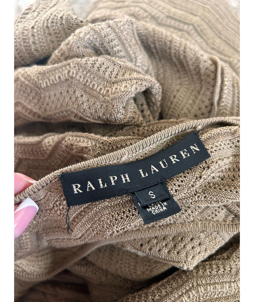 RALPH LAUREN COLLECTION Бежевое вискозное коктейльное платье, фото 3
