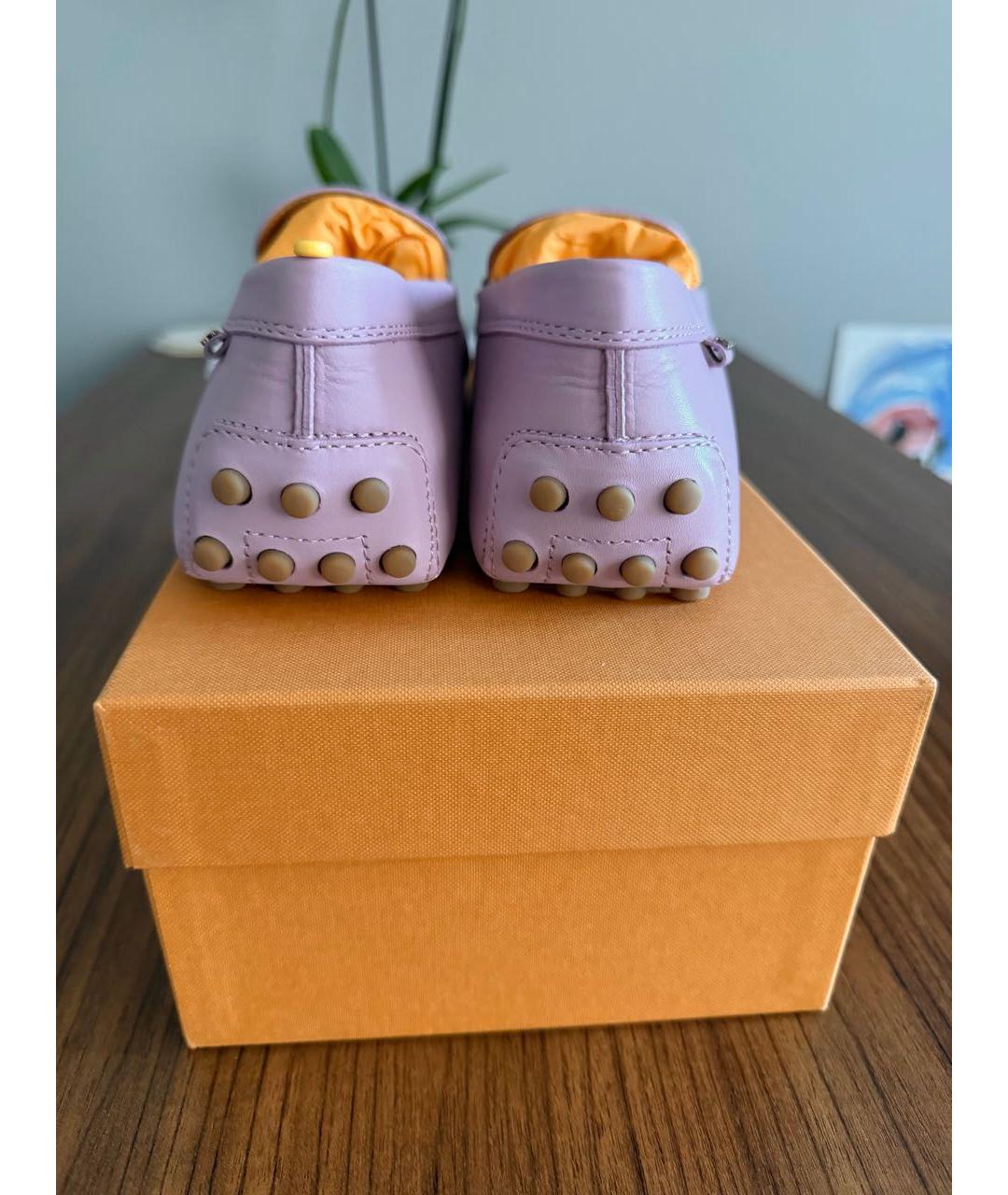 TOD'S Фиолетовые кожаные мокасины, фото 4