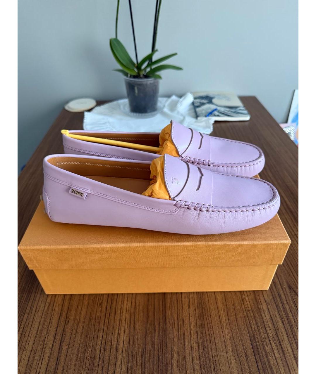 TOD'S Фиолетовые кожаные мокасины, фото 5