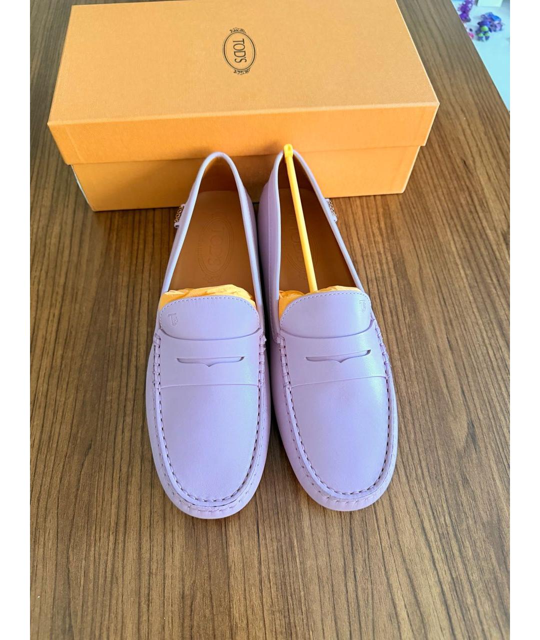 TOD'S Фиолетовые кожаные мокасины, фото 2
