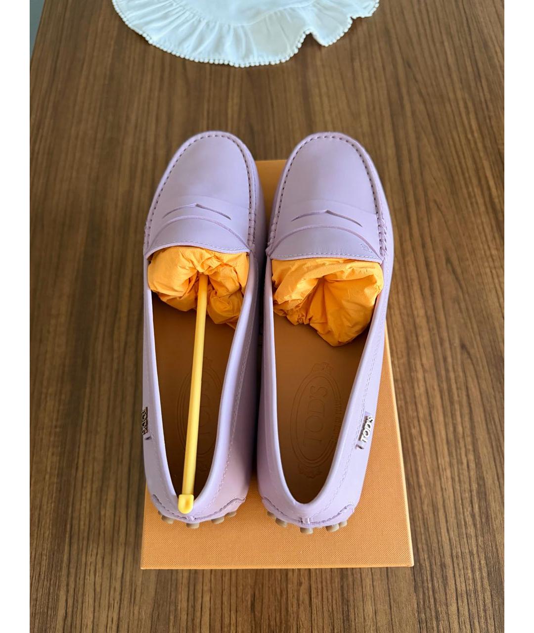 TOD'S Фиолетовые кожаные мокасины, фото 3