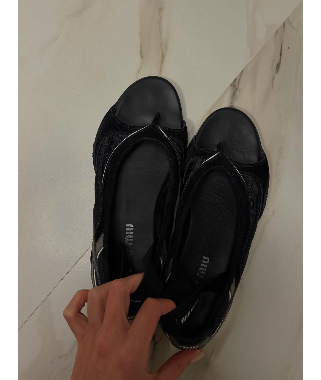 MIU MIU Черные кожаные балетки, фото 2
